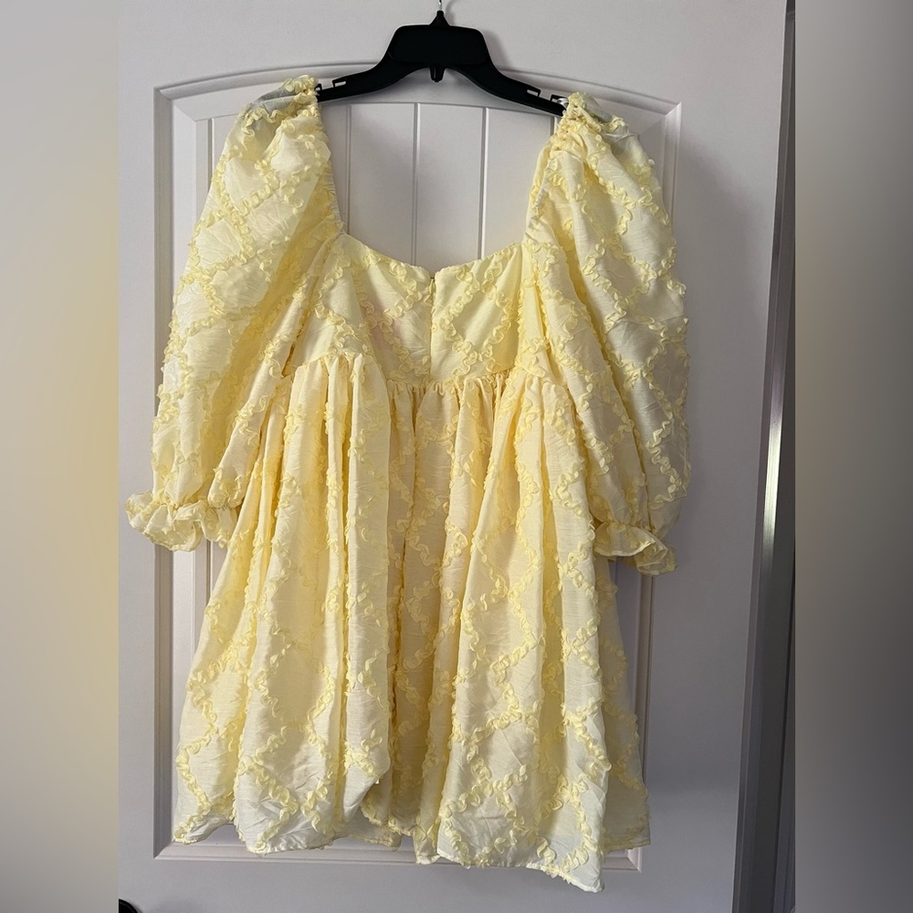 Chic Yellow Lace Mini Dress - Picture 9 of 11